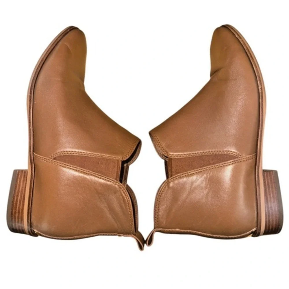 Michael Kors Ankle Boots Women 7.5M Pre-Owned‎ Booties Tan Leather Pointed Toe
